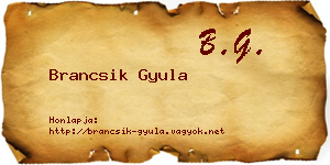 Brancsik Gyula névjegykártya